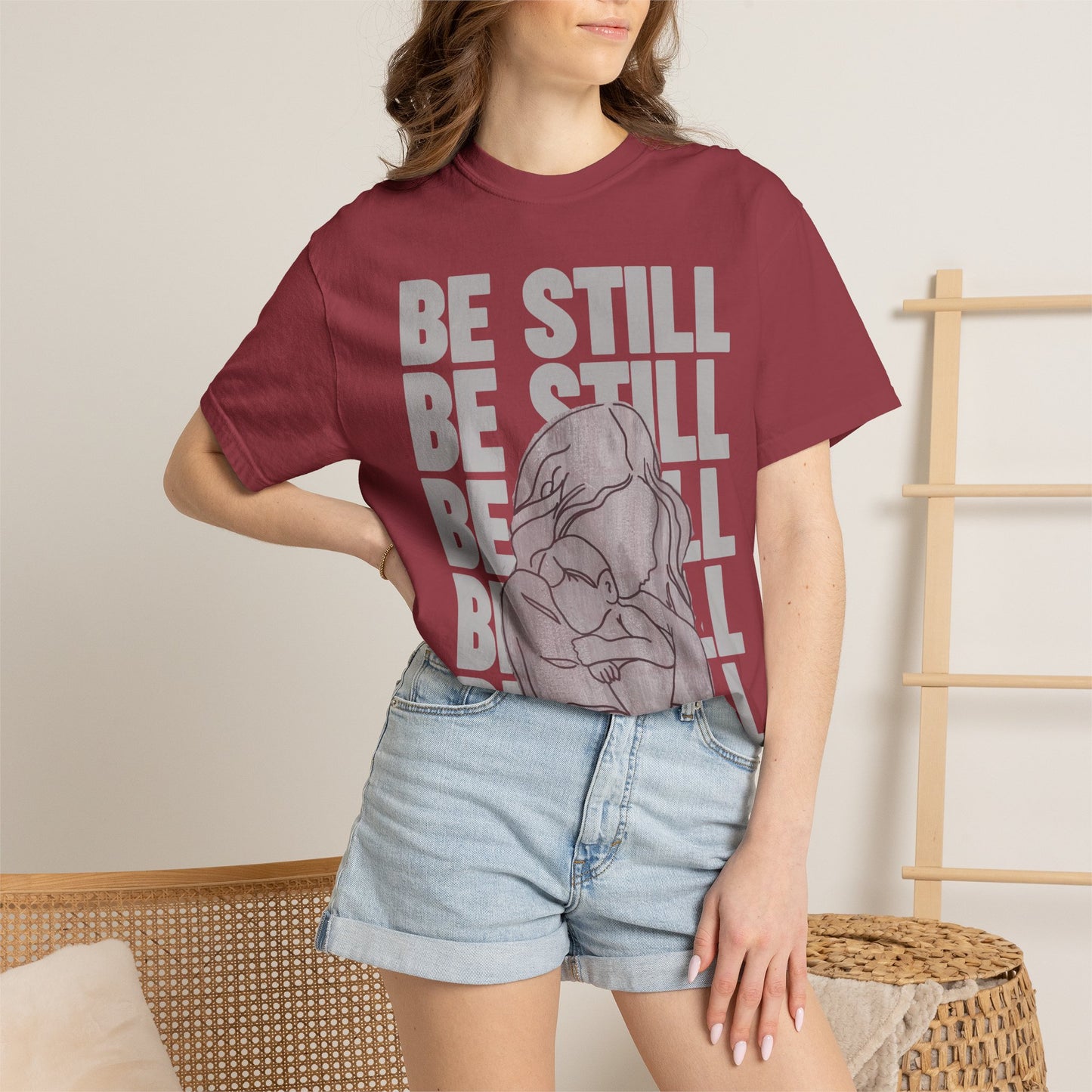 Be Still in Motherhood T-Shirt — Balancer of Chores + Cuddles, Messes + Magic