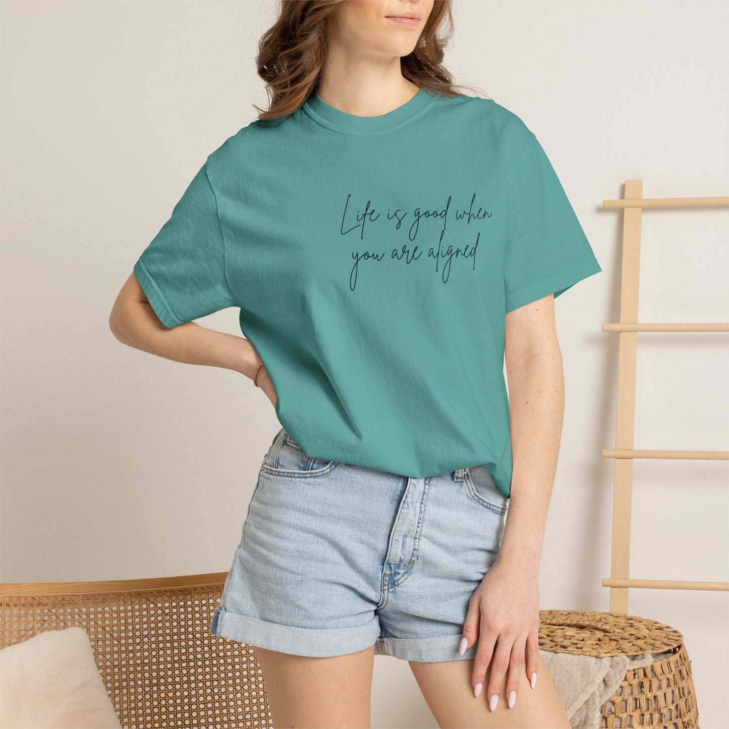 Life is better when your aligned | Floral Spine Tee | Cute Line Art Tee