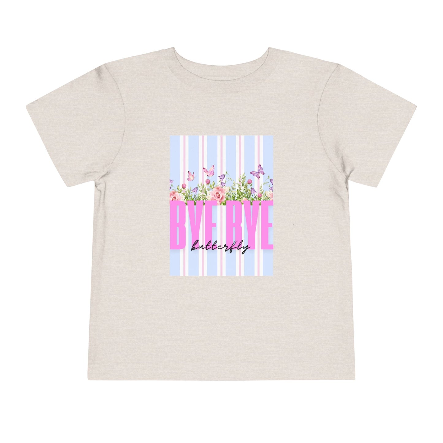 Toddler Tee — "Bye Bye" Floral Stripes Kids Shirt