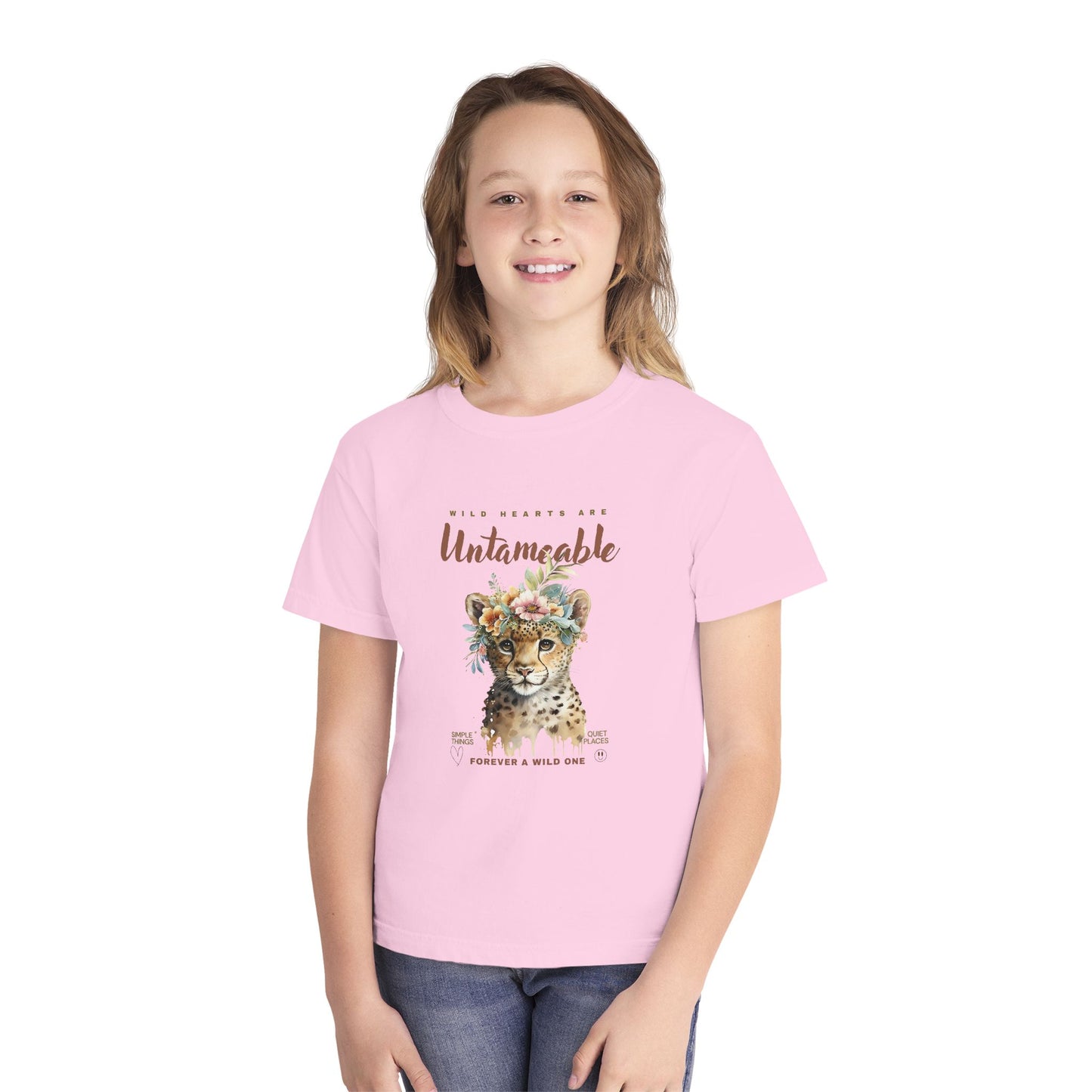 Youth Untameable Tee | Wild Cat with Flowers Tee | Forever a Wild One Tee