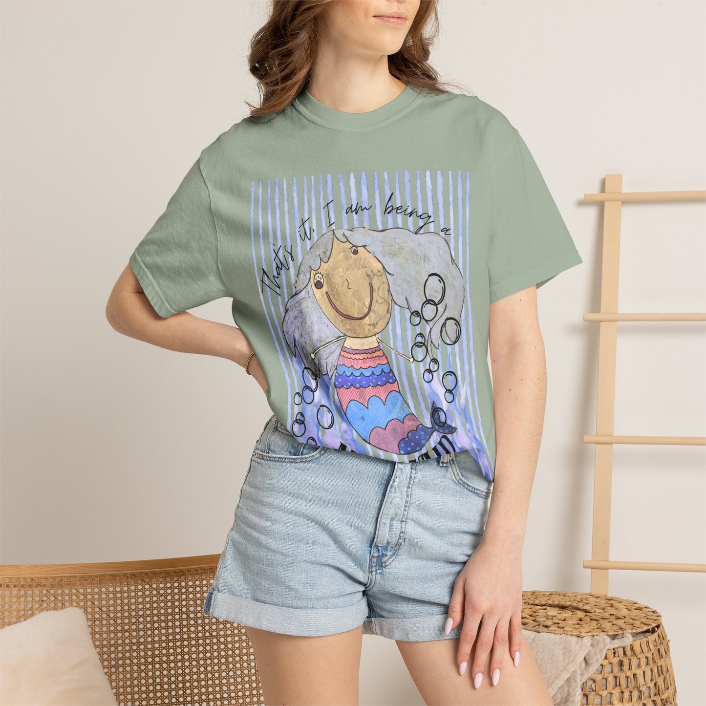 Mermaid Watercolor Graphic T-Shirt — "Just a Little Mermaid"