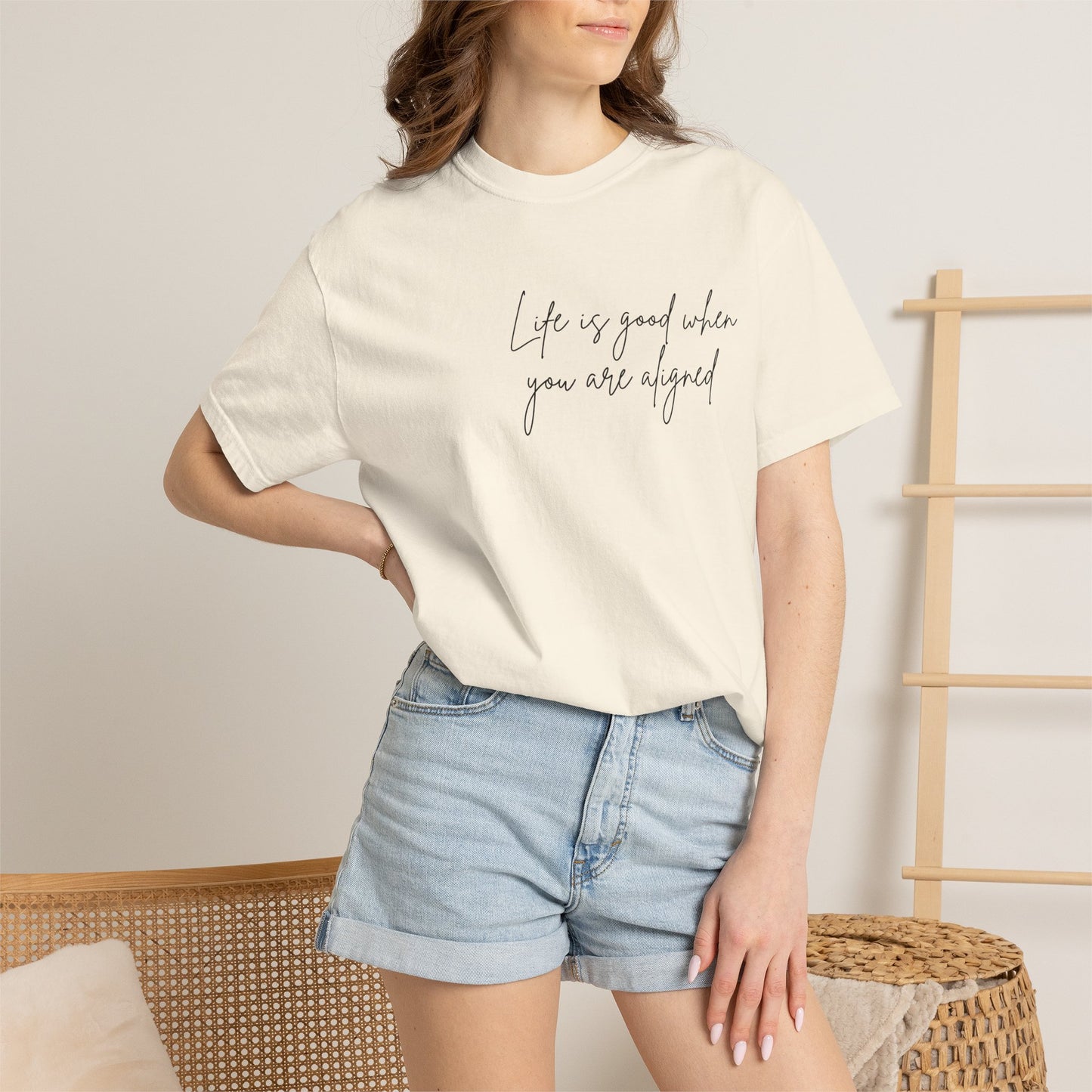 Life is better when your aligned | Floral Spine Tee | Cute Line Art Tee