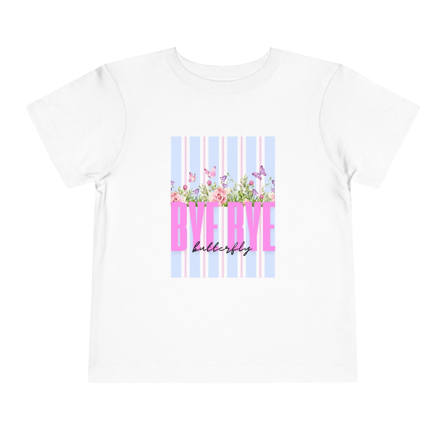 Toddler Tee — "Bye Bye" Floral Stripes Kids Shirt