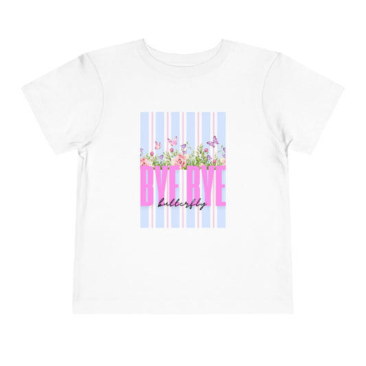 Toddler Tee — "Bye Bye" Floral Stripes Kids Shirt