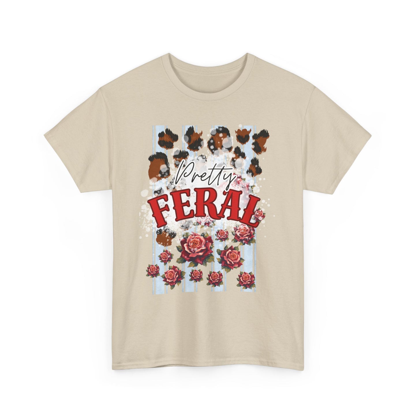 Pretty Feral Tee - Leopard Print and Roses Tee - Sky Blue Stripped Tee