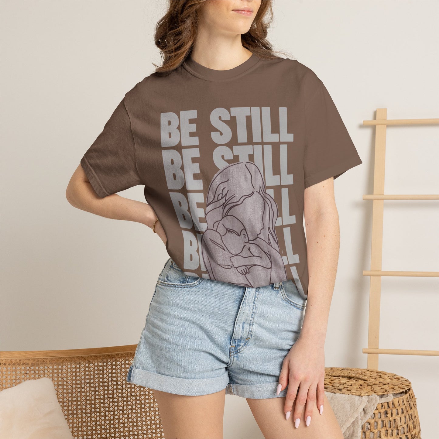 Be Still in Motherhood T-Shirt — Balancer of Chores + Cuddles, Messes + Magic