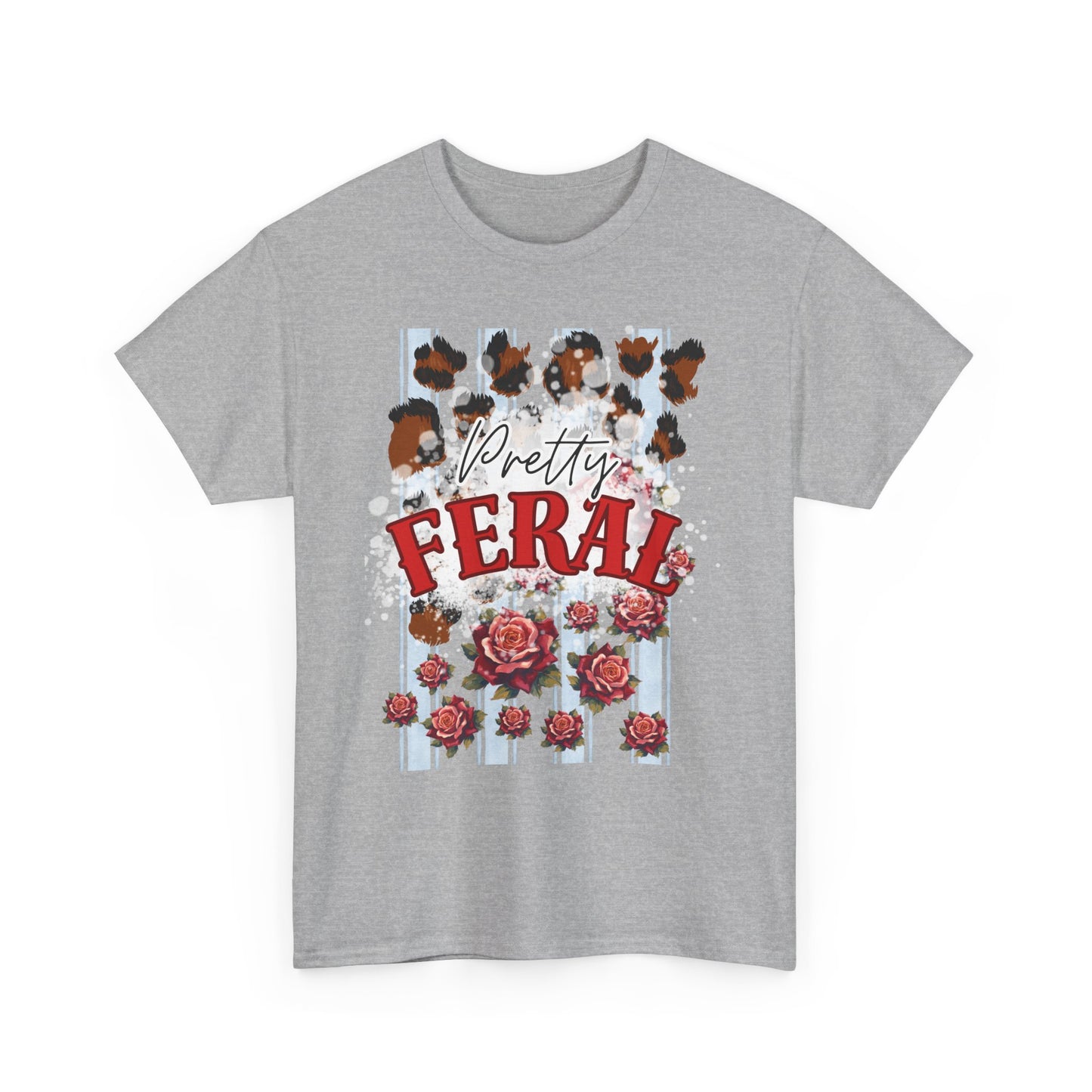 Pretty Feral Tee - Leopard Print and Roses Tee - Sky Blue Stripped Tee