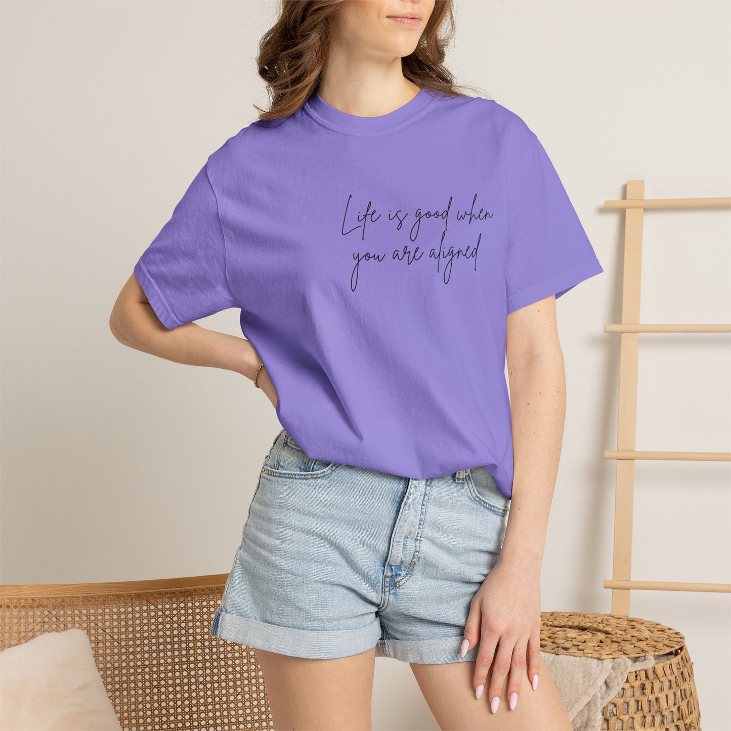 Life is better when your aligned | Floral Spine Tee | Cute Line Art Tee