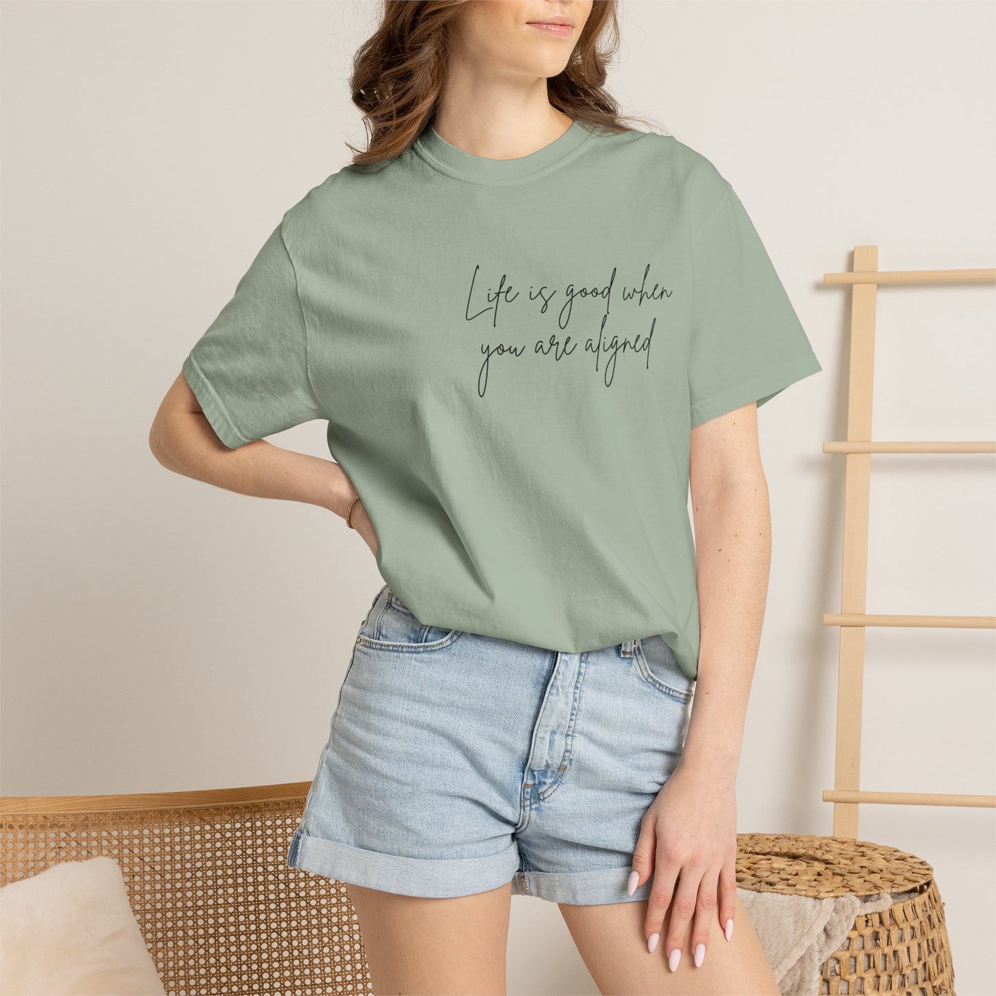 Life is better when your aligned | Floral Spine Tee | Cute Line Art Tee