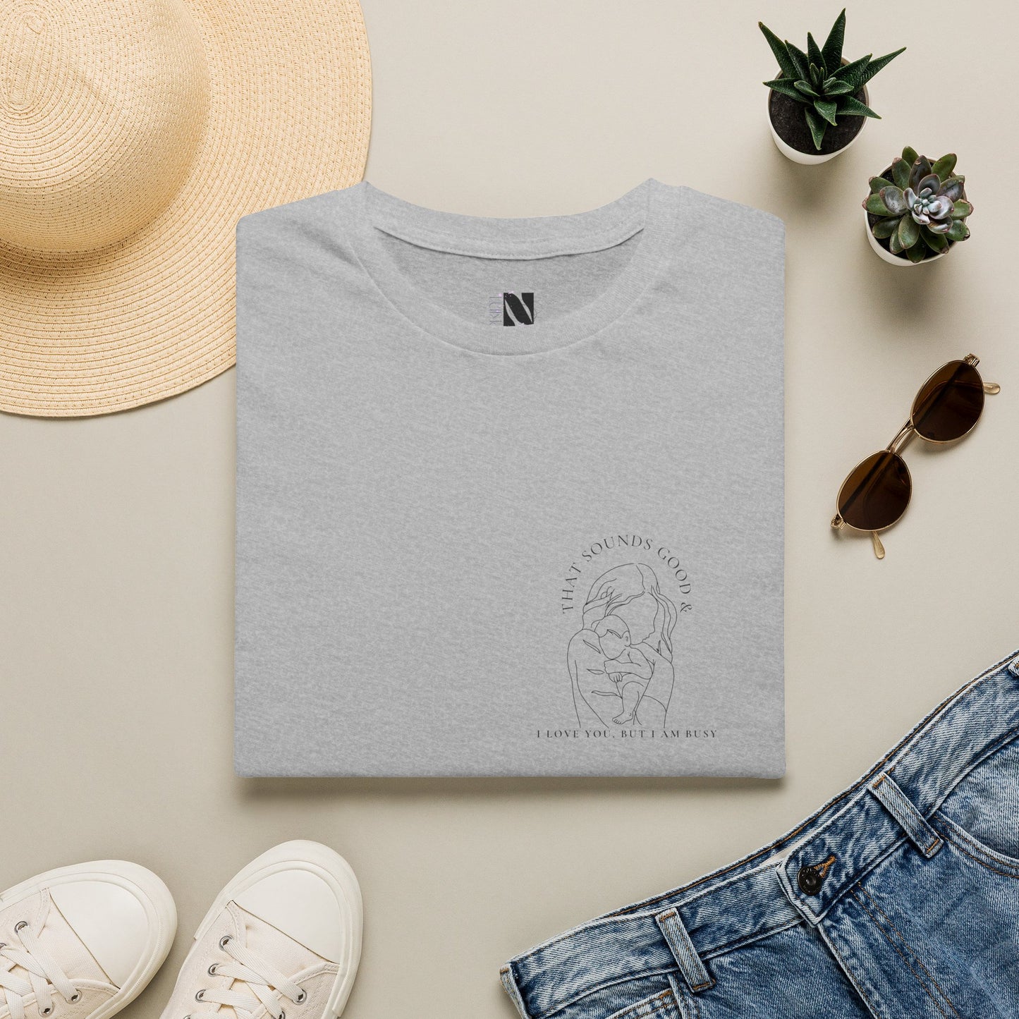 Motherhood Line Art Tee — Minimal Funny Mom Day-to-Day Shirt