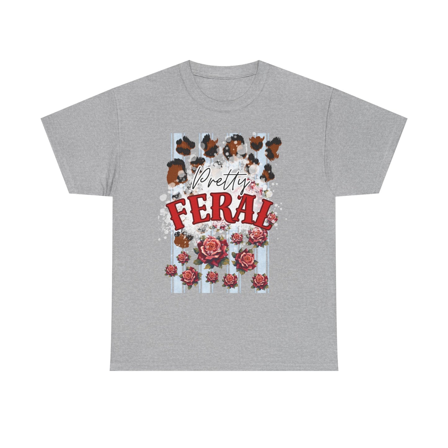 Pretty Feral Tee - Leopard Print and Roses Tee - Sky Blue Stripped Tee