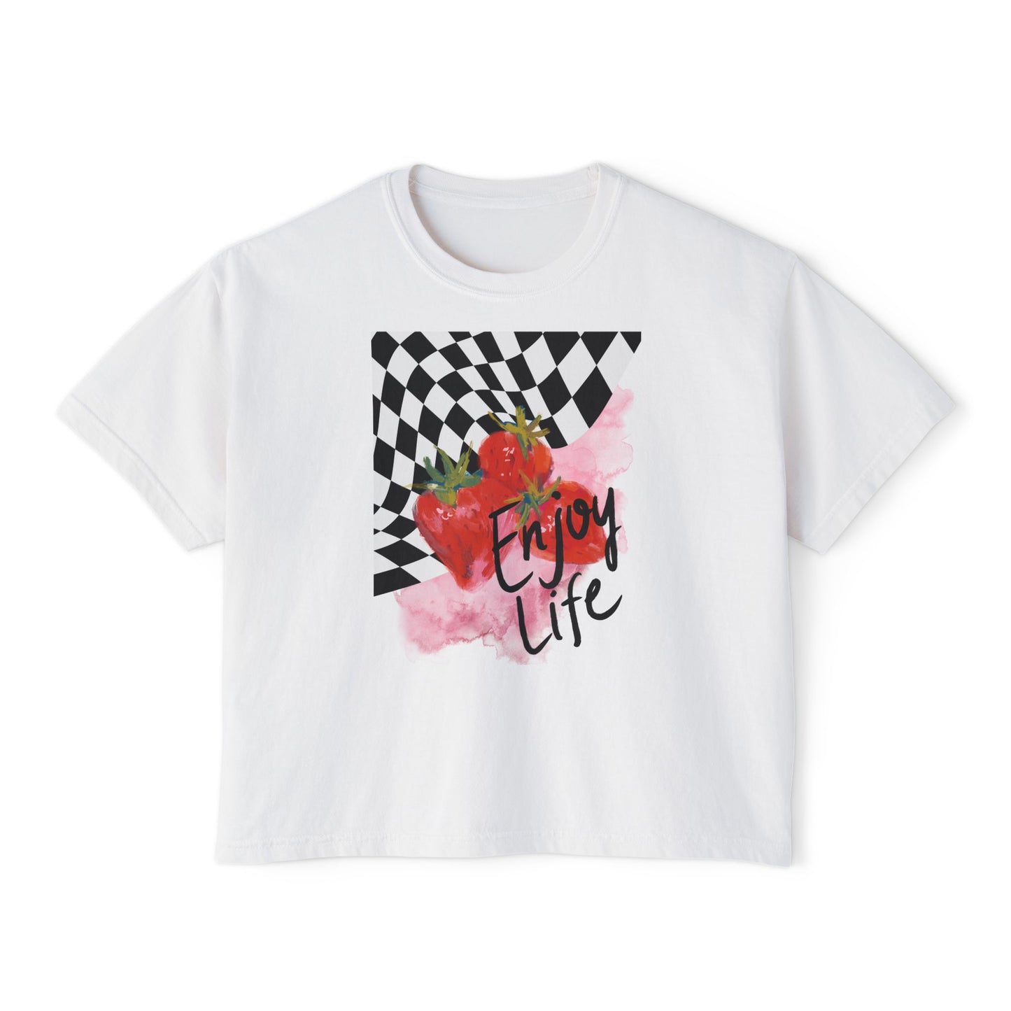 Checkered Enjoy Life Boxy Tee