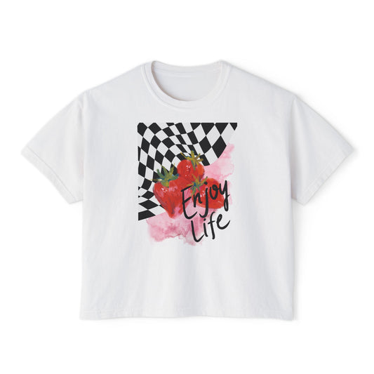Checkered Enjoy Life Boxy Tee