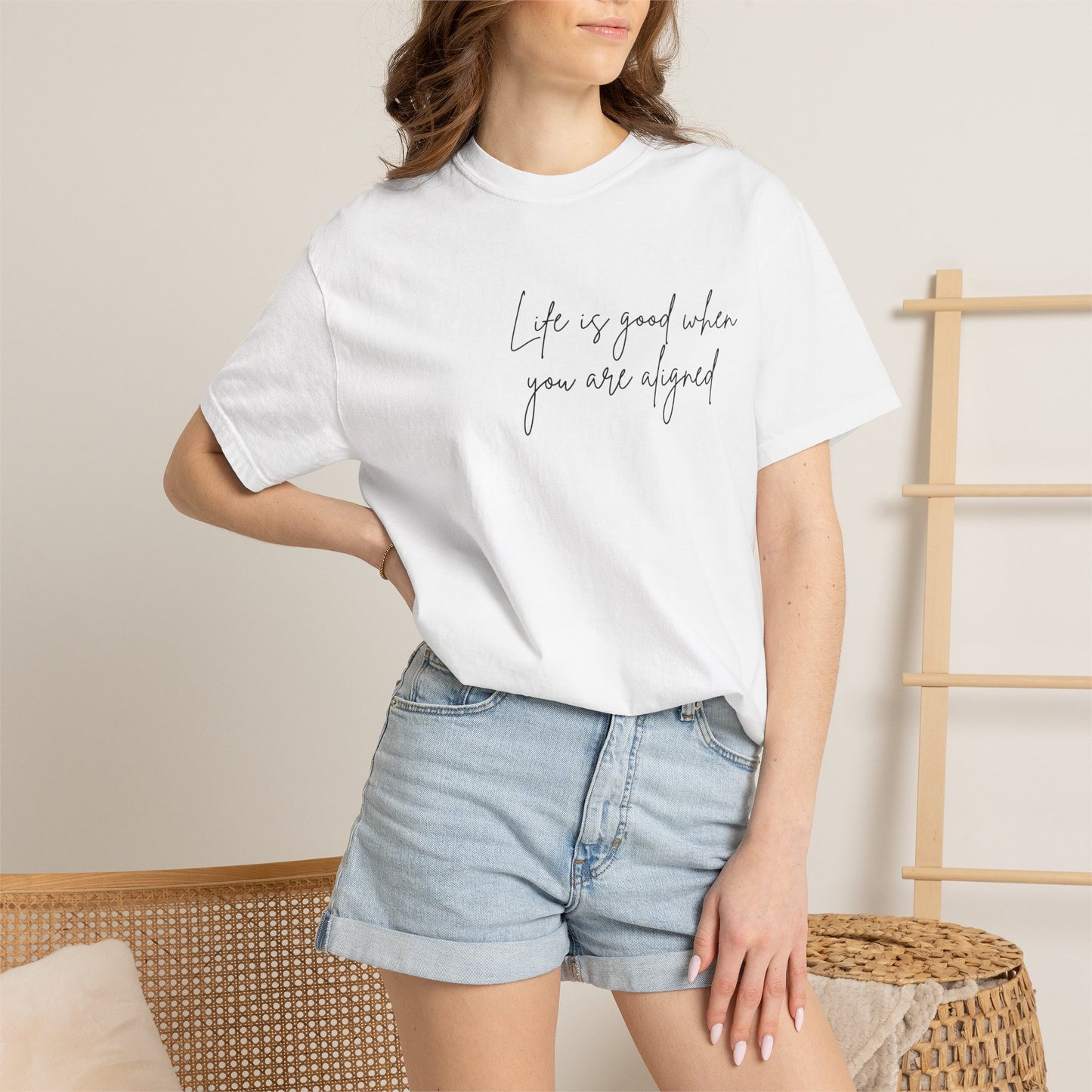 Life is better when your aligned | Floral Spine Tee | Cute Line Art Tee