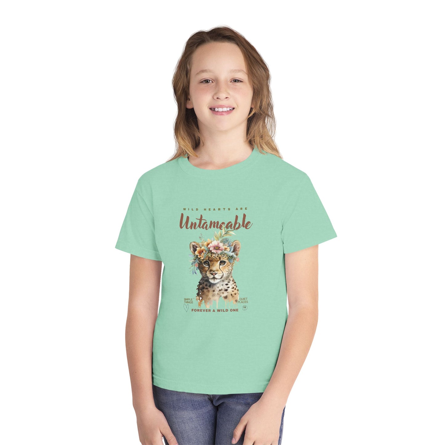 Youth Untameable Tee | Wild Cat with Flowers Tee | Forever a Wild One Tee