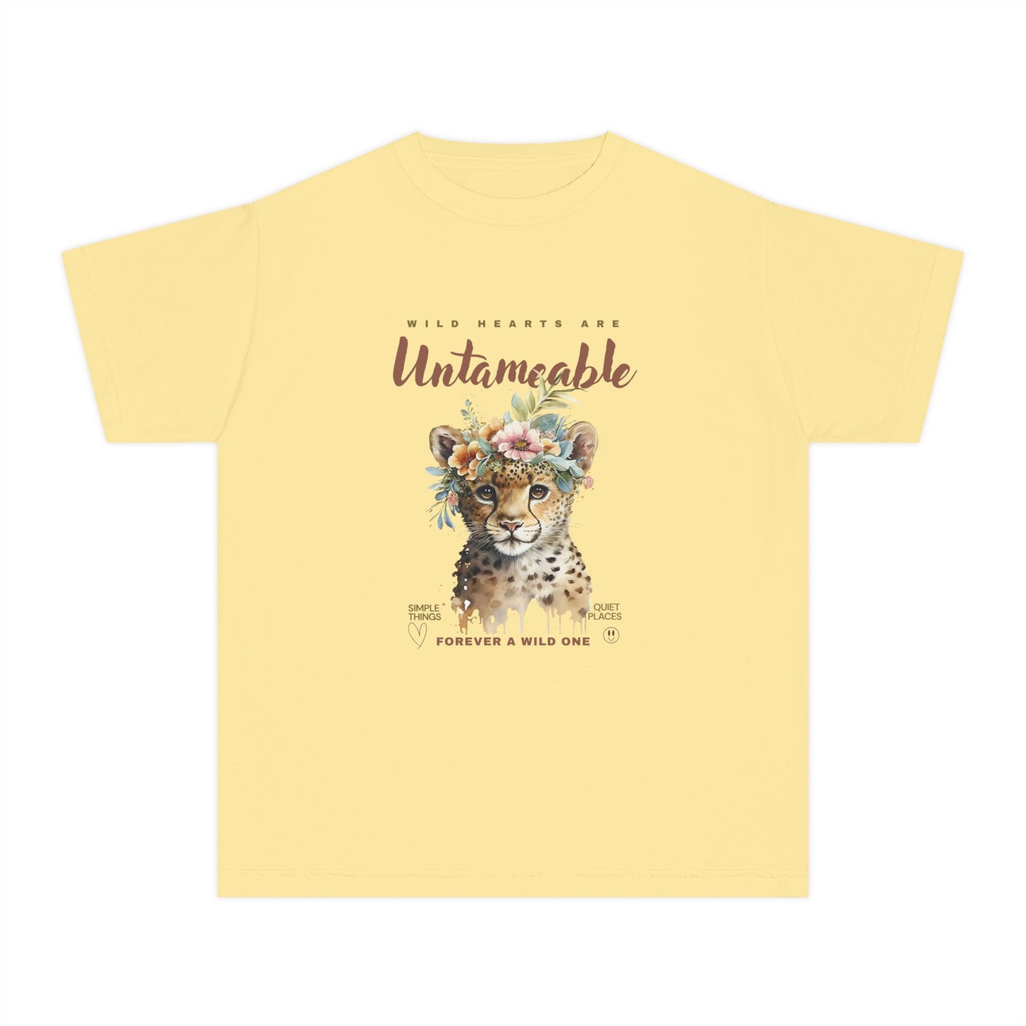 Youth Untameable Tee | Wild Cat with Flowers Tee | Forever a Wild One Tee