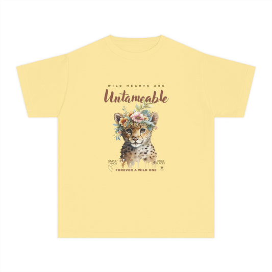 Youth Untameable Tee | Wild Cat with Flowers Tee | Forever a Wild One Tee