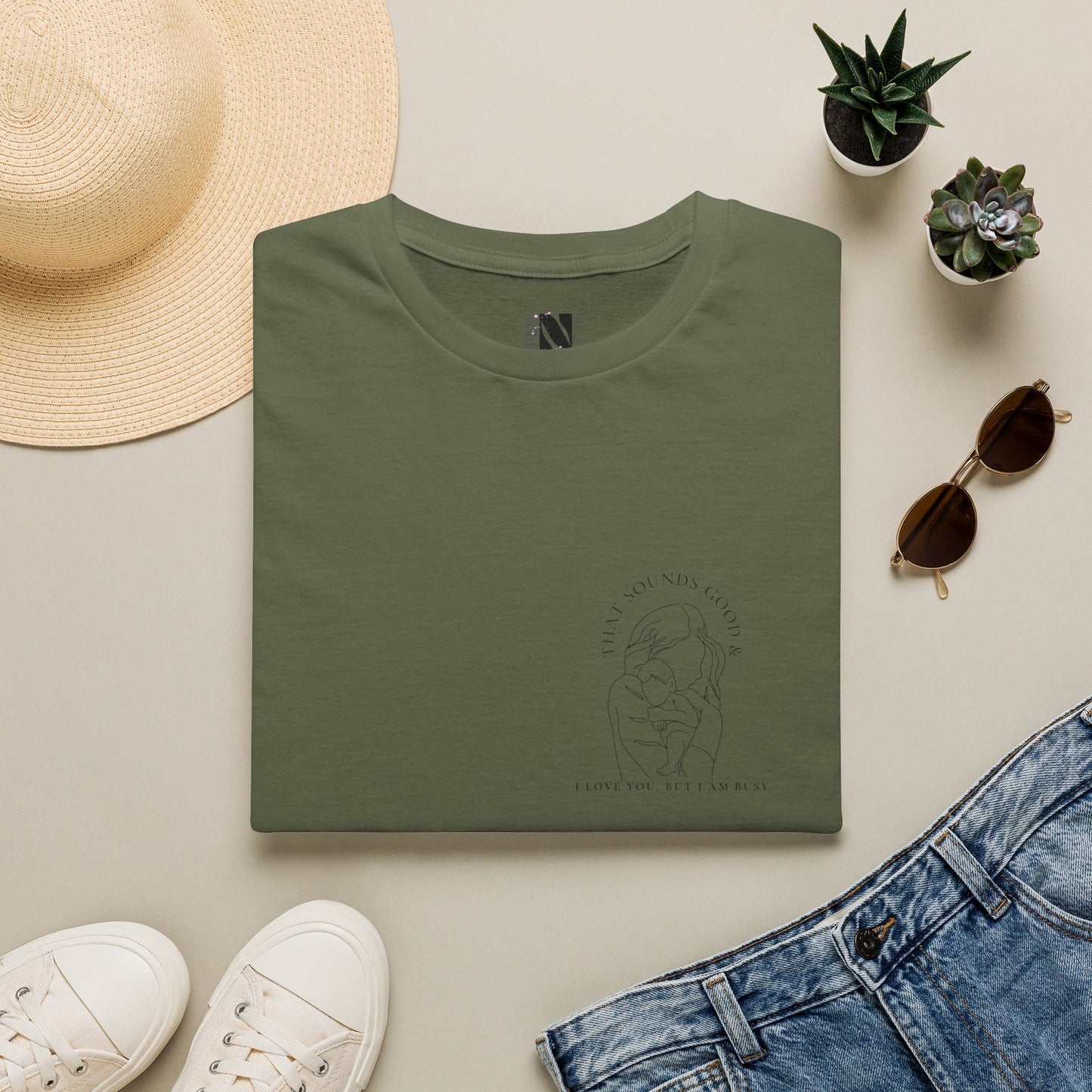 Motherhood Line Art Tee — Minimal Funny Mom Day-to-Day Shirt