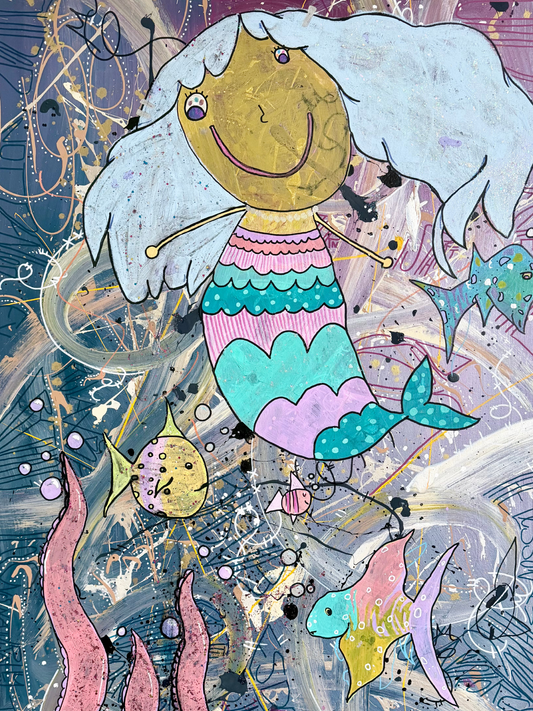 Mermaid Joy - Original Artwork - Mixed Media