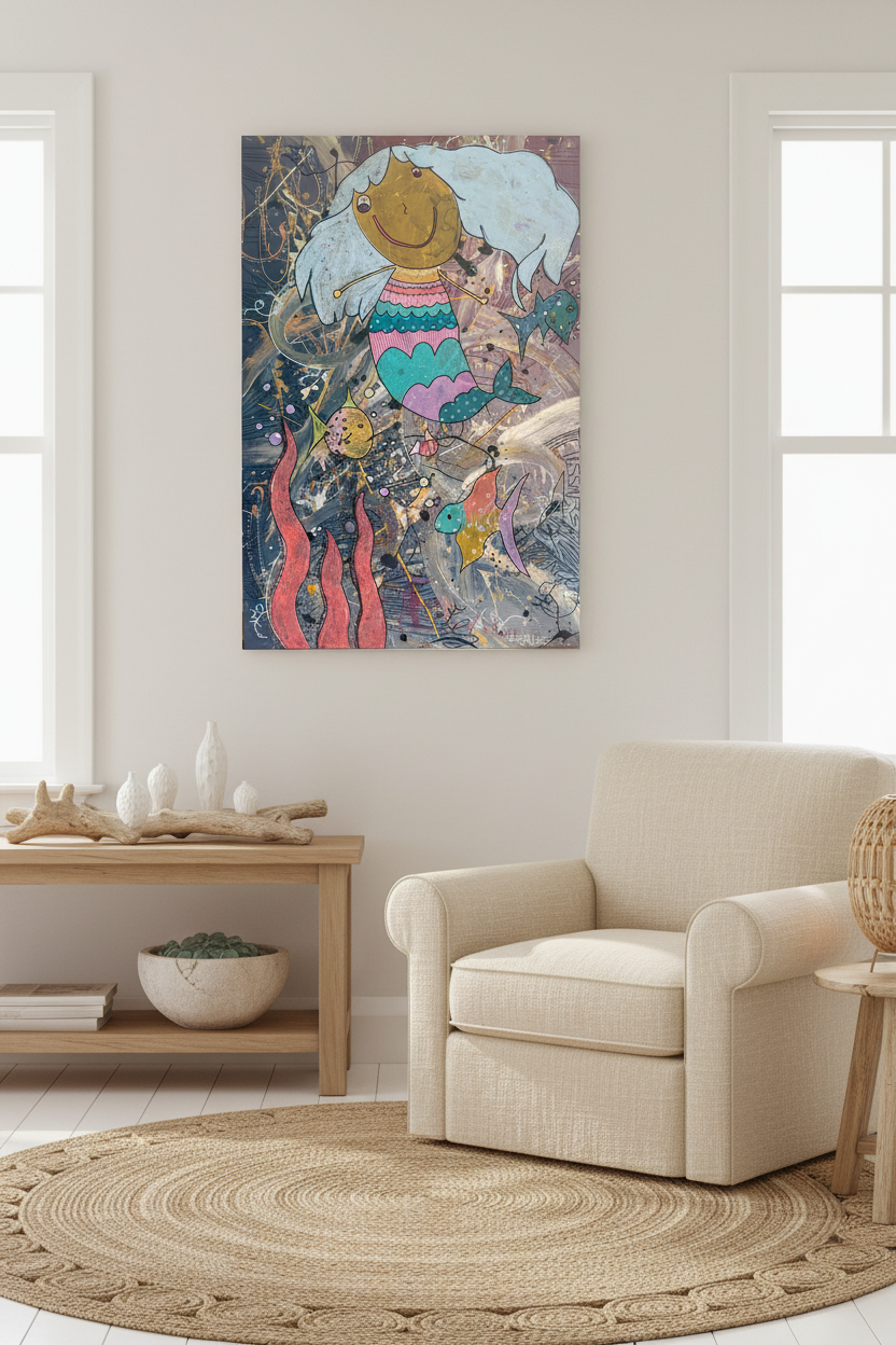 Abstracted Pastel Mermaid Joy Artwork