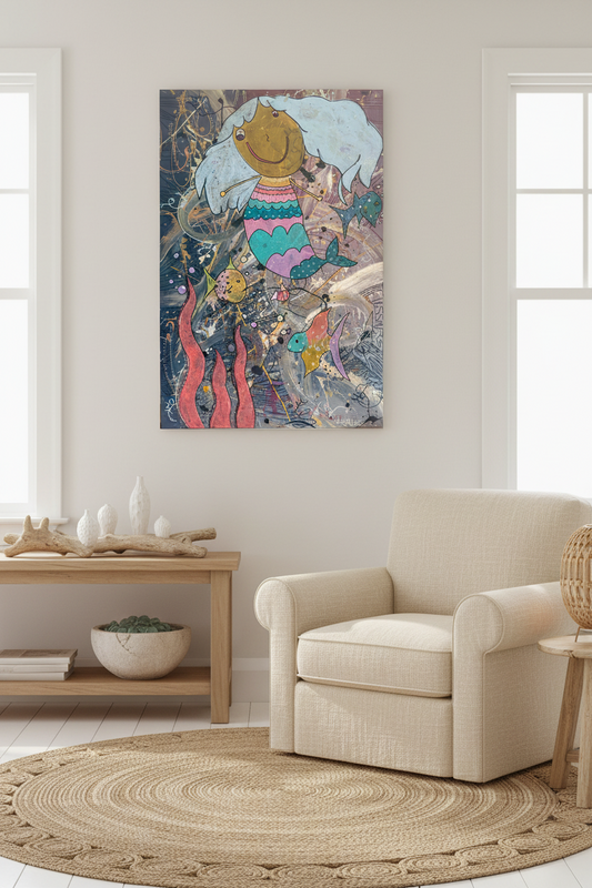 Abstracted Pastel Mermaid Joy Artwork